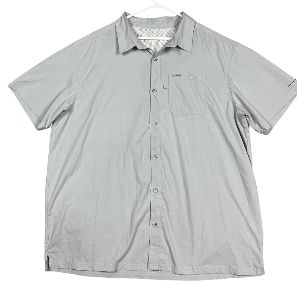 Columbia PFG Shirt Mens 2XL Gray Omni-Shade Vented Fishing Outdoor Short Sleeve